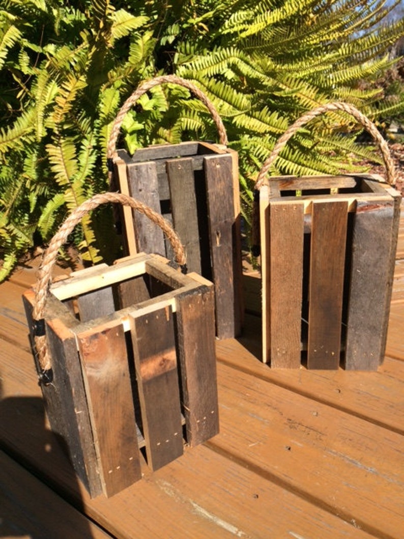 Lantern Candle Holder Set of 3 Reclaimed Pallet Candle Etsy