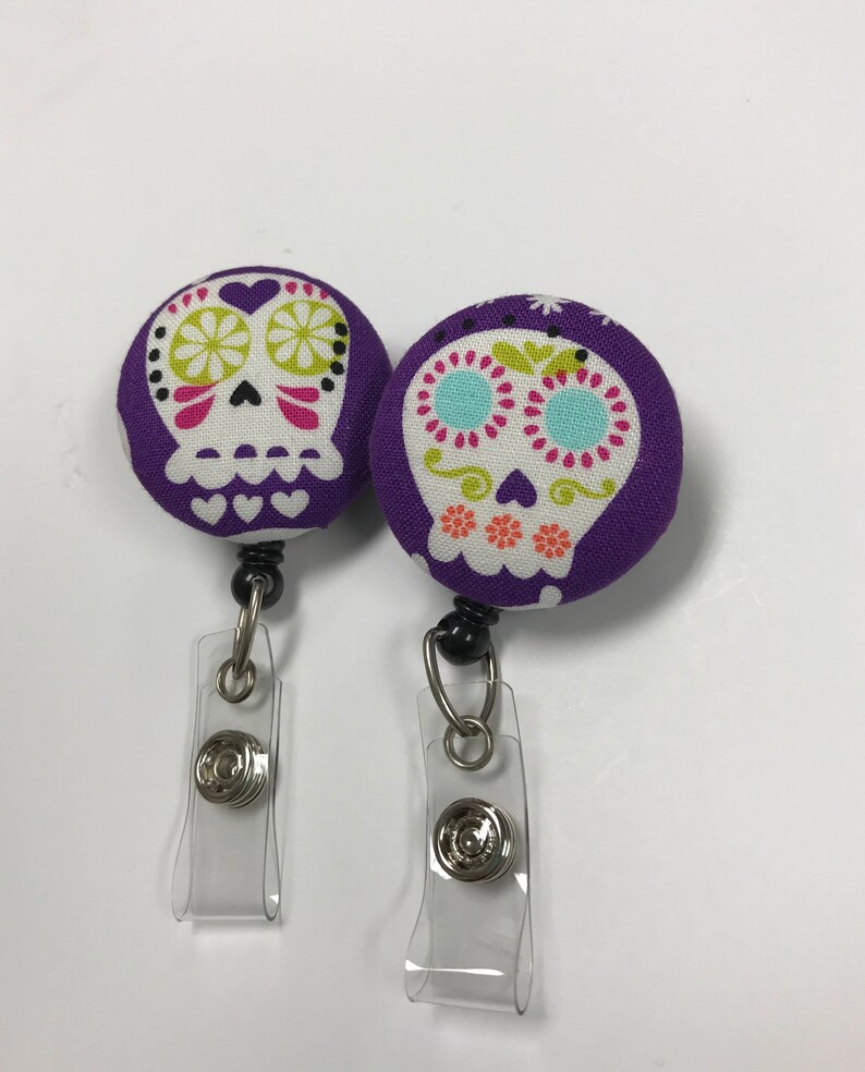 Sugar Skull Badge Reel Etsy