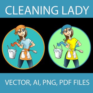 Cleaning Lady Logo Vector, AI, PDF, PNG