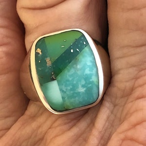 Navajo Style Studio GL Sonoran Gold Turquoise /& Sterling Silver Ring Size 9 Signed