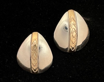 Navajo Artist Juanita Pino 12K Gold Fill & Sterling Silver Earrings Signed