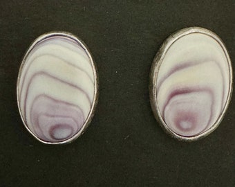 Navajo Elaine Sam Wampumpm Shell & Sterling Silver Earrings