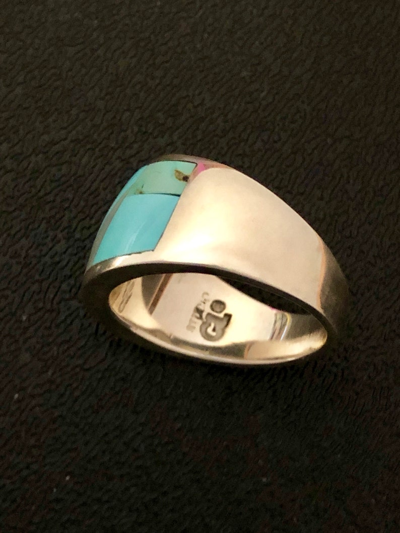 Navajo Style Men/'s Studio GL Mixed Turquoise Sterling Silver Ring Size 11