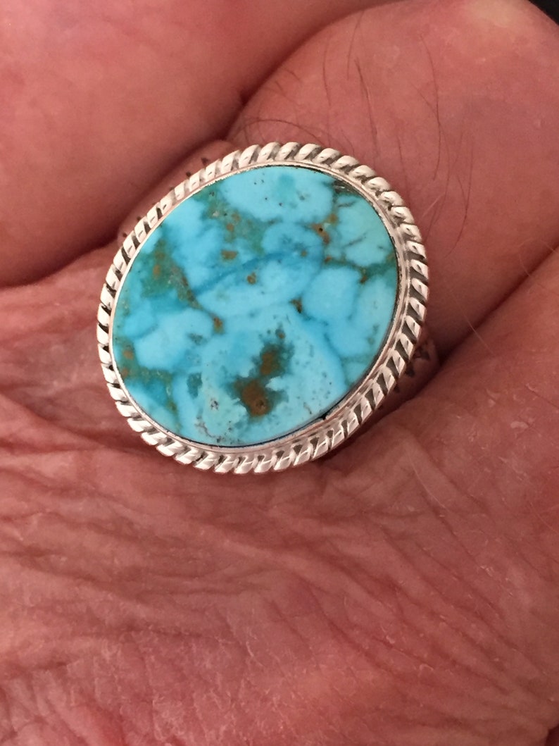 Native American Navajo Kingman Turquoise /& Sterling Silver Ring Size 11