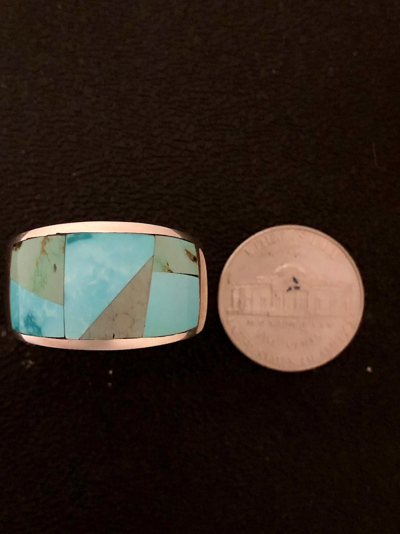 Navajo Style Men/'s Studio GL Mixed Turquoise Sterling Silver Ring Size 11