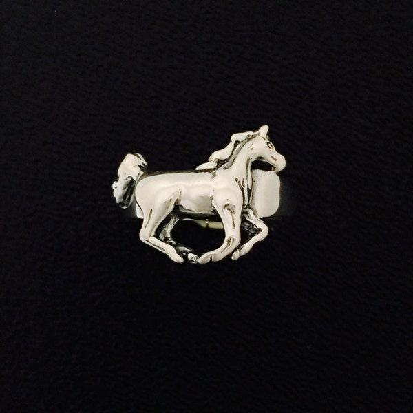 Kabana Equestrian Stallion Horse 925 Sterling Silver Ring Size 8