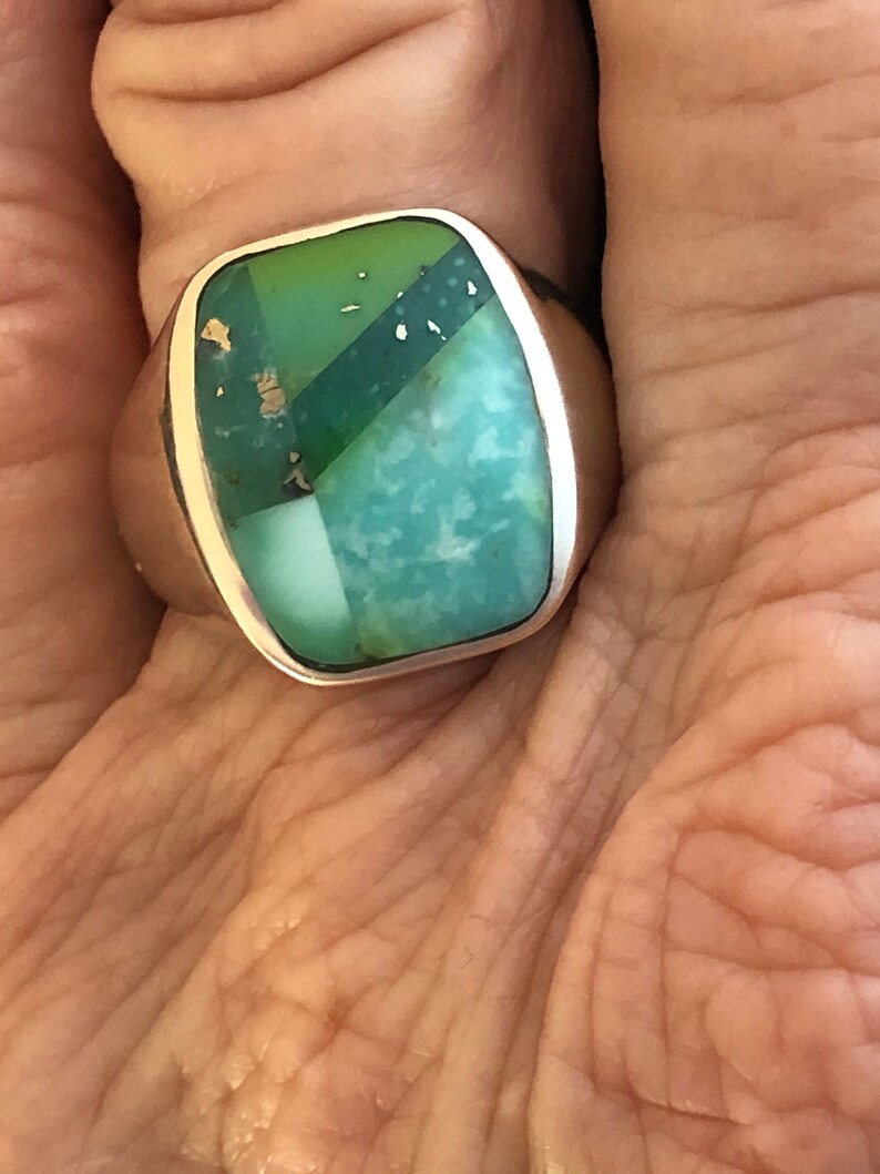Navajo Style Studio GL Sonoran Gold Turquoise /& Sterling Silver Ring Size 9 Signed