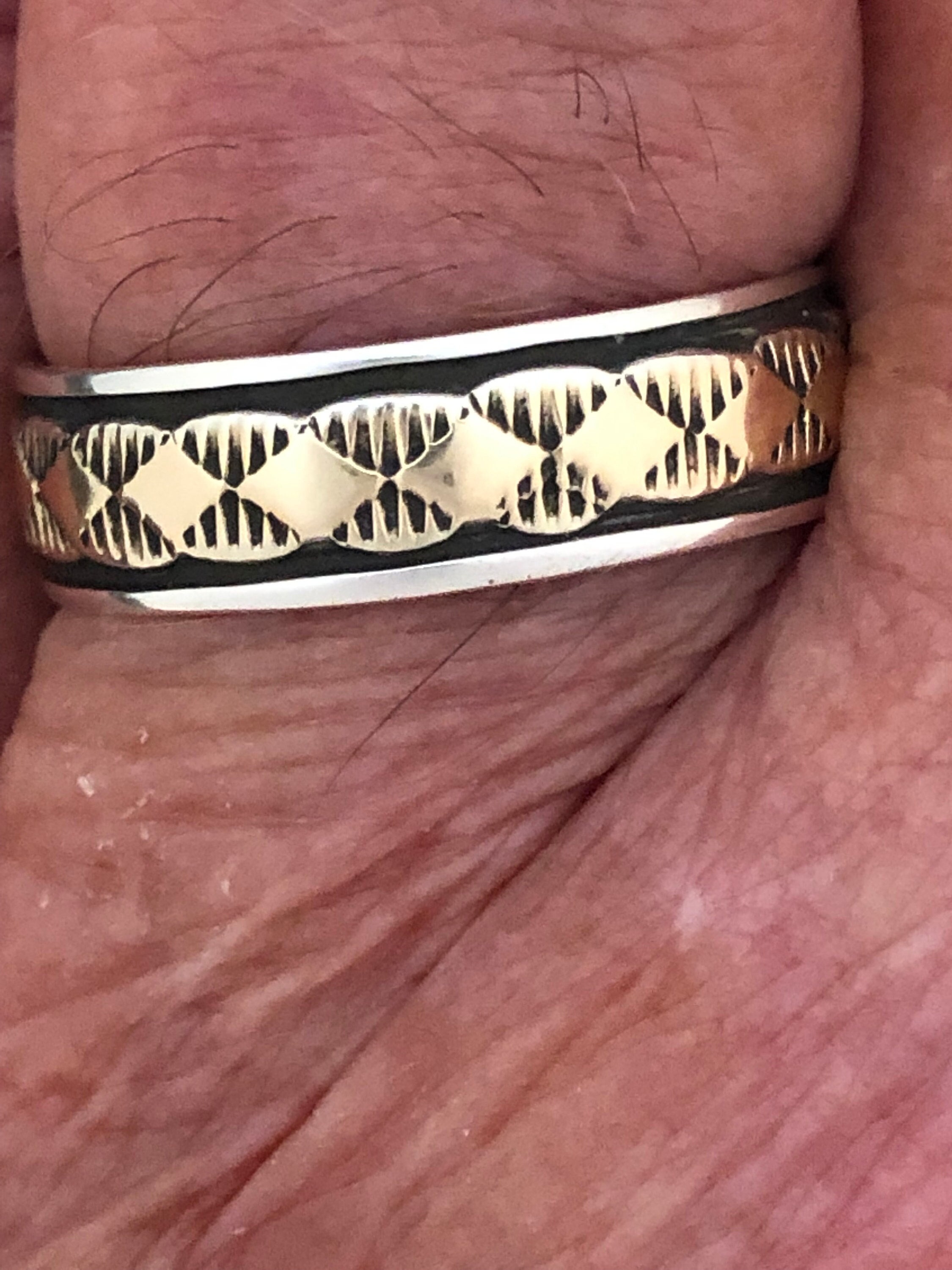 Sunwest Bruce Morgan 14karat Gold Sterling Silver Wedding Band 