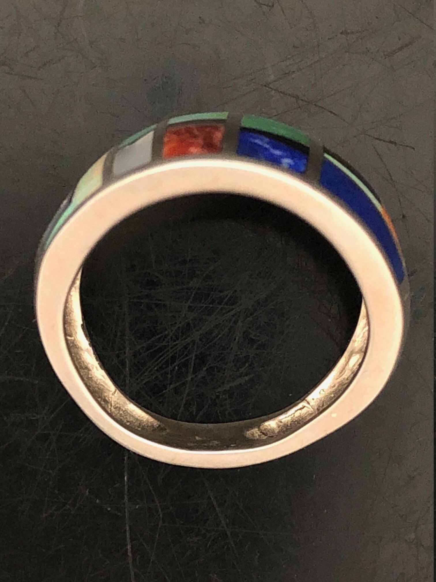 Native American Navajo Style Multi Gemstone Sterling Silver Ring Size 6 ...