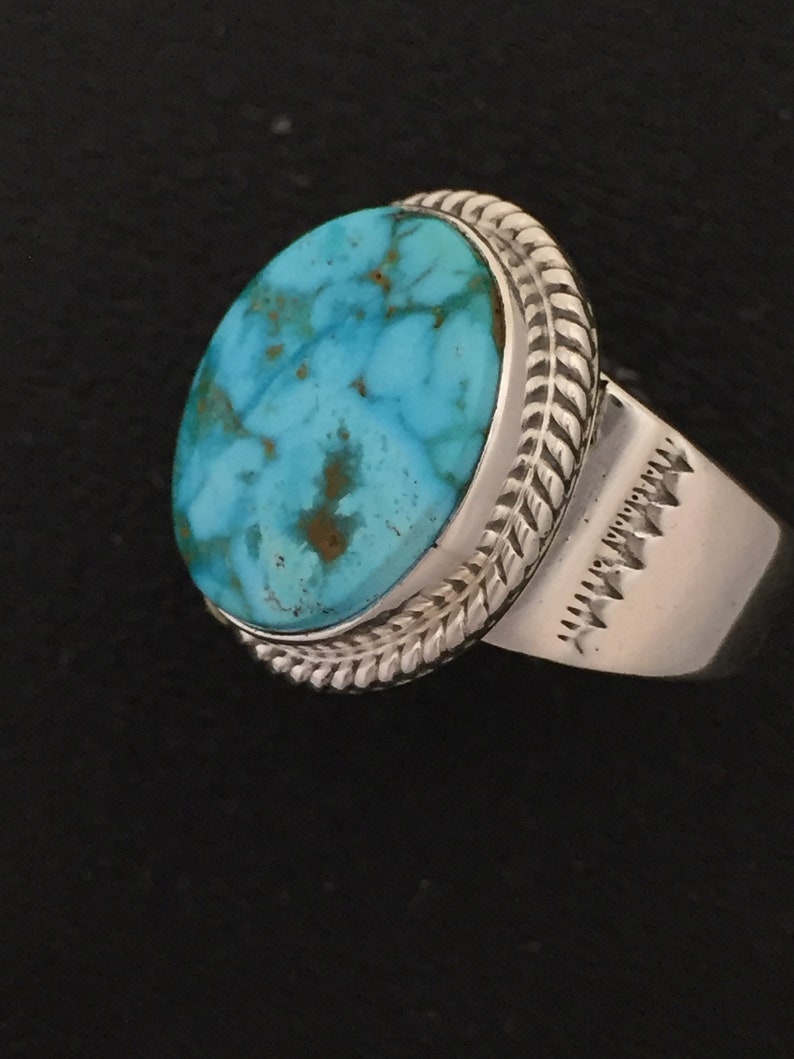 Native American Navajo Kingman Turquoise /& Sterling Silver Ring Size 11