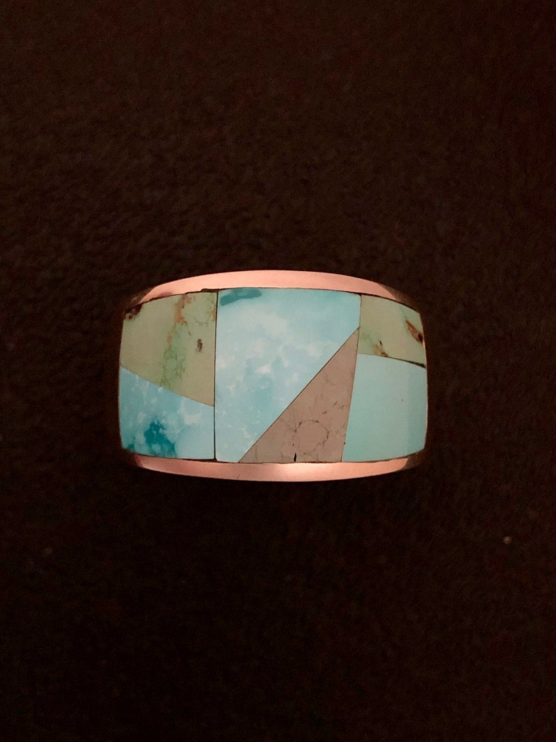 Navajo Style Men/'s Studio GL Mixed Turquoise Sterling Silver Ring Size 11