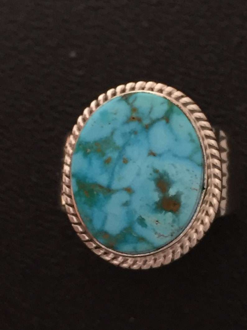 Native American Navajo Kingman Turquoise /& Sterling Silver Ring Size 11