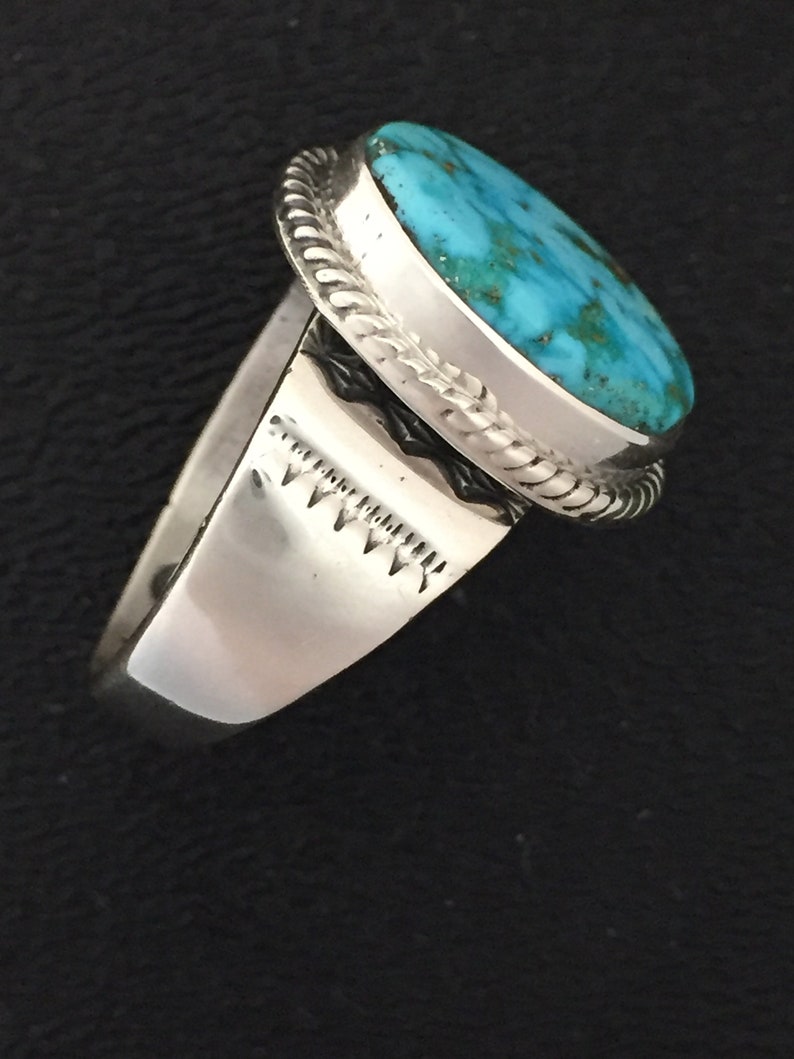 Native American Navajo Kingman Turquoise /& Sterling Silver Ring Size 11