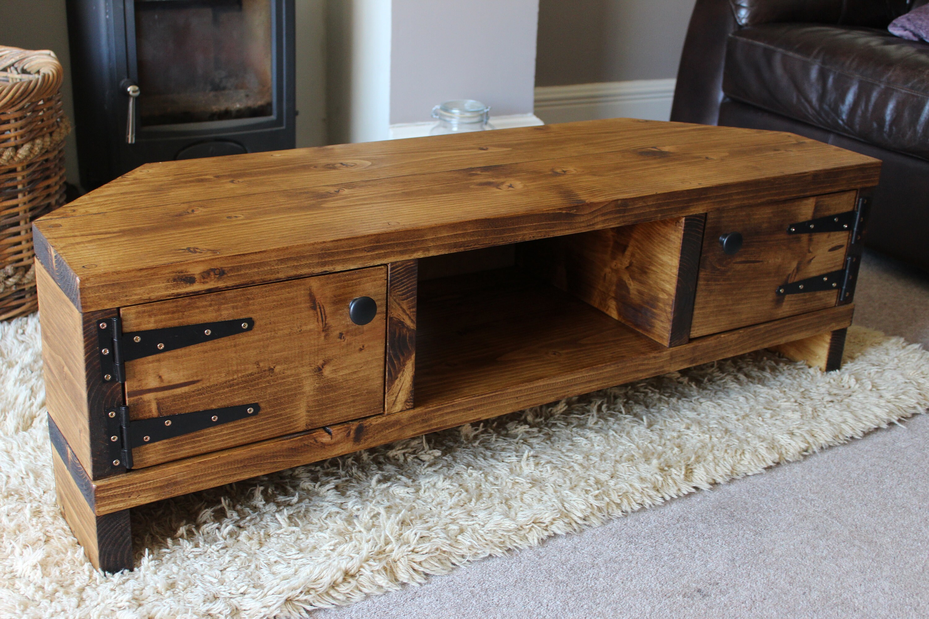 Rustic Chunky Reclaimed wooden corner TV Unit Etsy