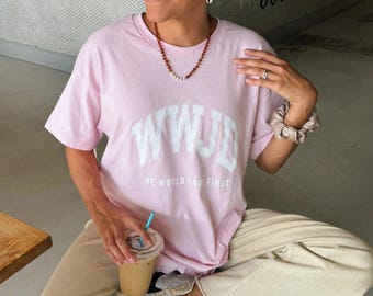 WWJD Pastel Pink T-Shirt: Christian Faith Gift