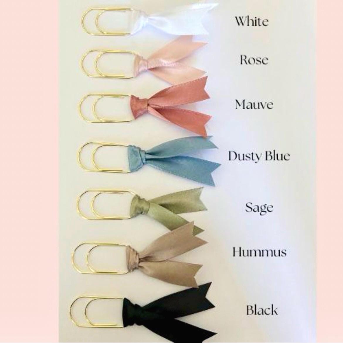 Paperclip Ribbon Bookmarks Ribbon Bookmark: Gold Paperclip Bow - Planner Journal Clip - Etsy