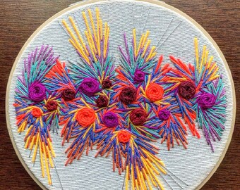 Freehand Floral Embroidery Hoop Art, 5" Handmade Wall Decor