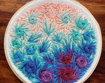 Freehand Floral Embroidery Hoop Art (4 inch)