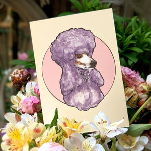 Caniches pastel - Illustration vintage scintillante A5 Cartes de voeux