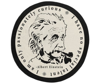 Einstein "Passionately Curious" 60" Round Microfiber floor RUG