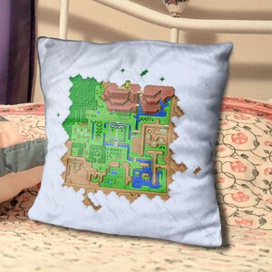 Legend of Zelda : un lien vers le passé, carte d'Hyrule, oreiller en polyester filé de 20 po.