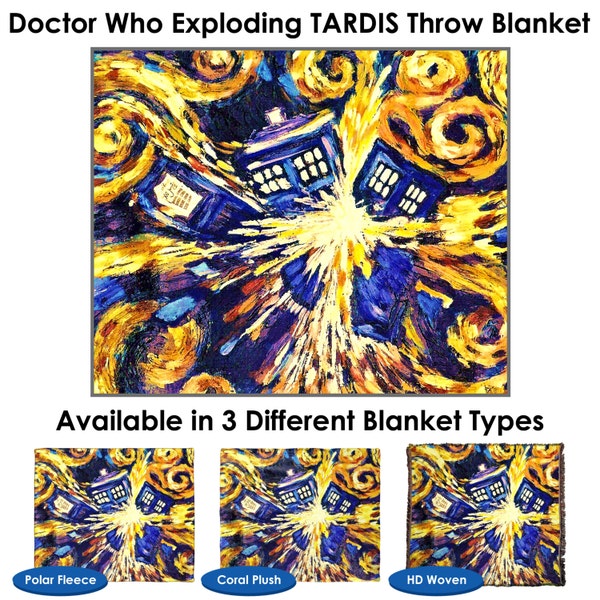 Doctor Who TARDIS Throw Blanket / Tapestry Wall Hanging (Van Gogh TARDIS Explosion)