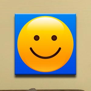 Smile, Smiley Face Shiny Emoji (12&quot; x 12&quot;) - Canvas Wrap Print