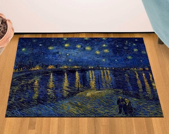 Starry Night Over the Rhone - Door Mat / Area Rug