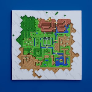 Legend of Zelda: A Link to the Past, Map of Hyrule (12&quot; x 12&quot;) - Canvas Wrap Print