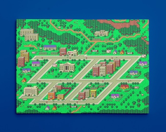 EarthBound, Onett Map (16" x 24") - Canvas Wrap Print