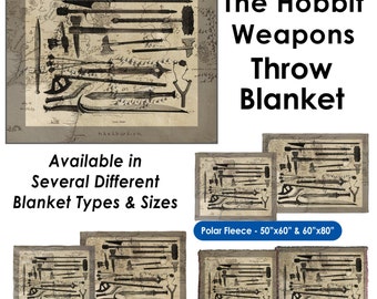 The Hobbit Weapons Throw Blanket / Tapestry Wall Hanging