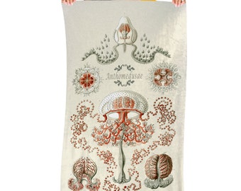 Artistic Jellyfish Illustration- "Anthomedusae by Haeckel" - Microfiber Beach Towel