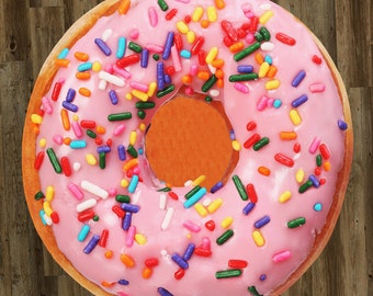 Donut with Sprinkles 60" Round Microfiber Beach Towel - OR - Rug