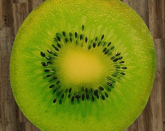 Kiwi Fruit Slice 60" Round Beach Towel -OR- Rug