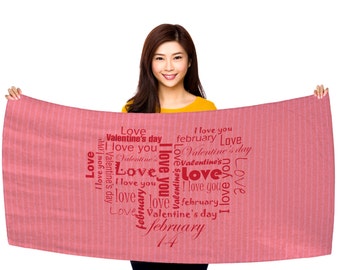 Valentine's Day - Word Cloud Heart 30" x 60" Microfiber Beach Towel