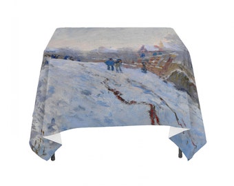 Claude Monet's "Snow at Argenteuil, 1875", Linen Table Cloth