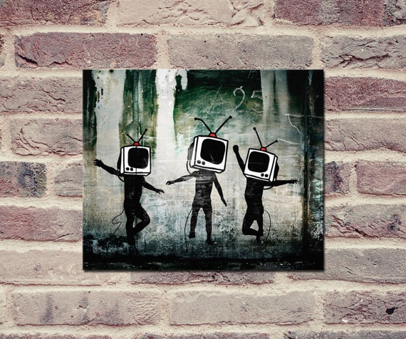 Banksy, TV Heads 11 X 14 Canvas Wrap Print 