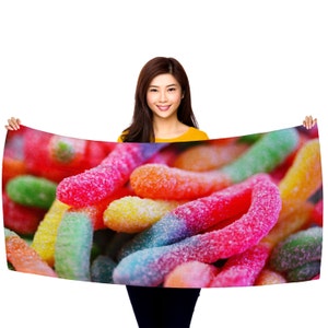 Gummy Worms - 30&quot; x 60&quot; Microfiber Beach Towel