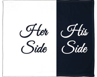 Her Side/His Side 90" x 90" Queen Size Plush Polar Fleece Throw Blanket / Tapestry Wall Hanging