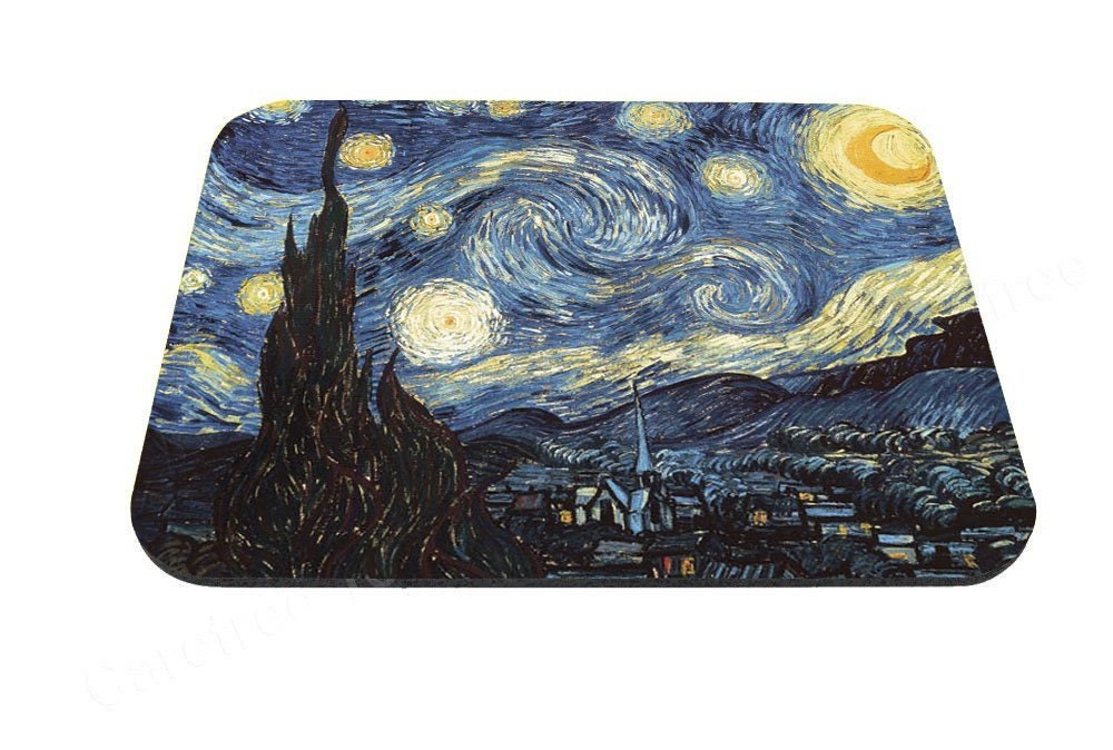 starry night design van gogh anti slip mouse pad