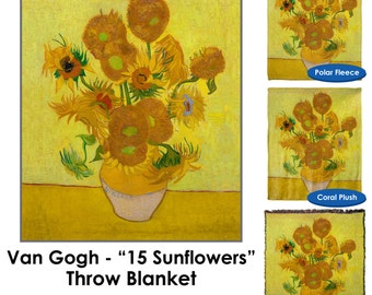 Van Gogh - 15 Sunflowers Throw Blanket / Tapestry Wall Hanging