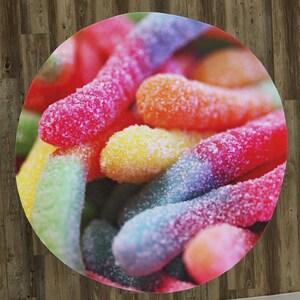 Gummy Worms 60&quot; Round Microfiber floor RUG