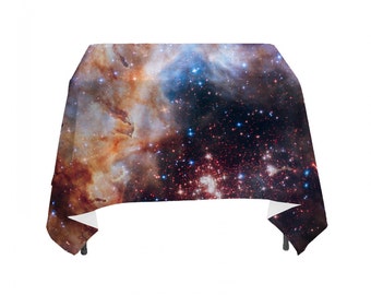 Space Galaxy - Celestial Fireworks, Hubble 25th Anniversary - Linen Table Cloth