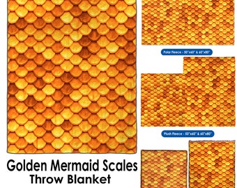 Golden Mermaid Scales - Throw Blanket / Tapestry Wall Hanging
