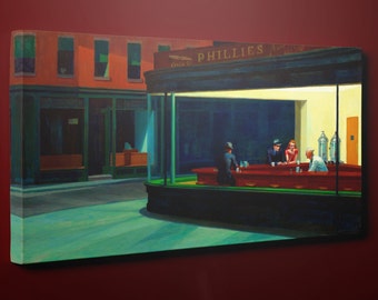 Signed Gouache on Paper Artwork in the style of Edward Hopper and