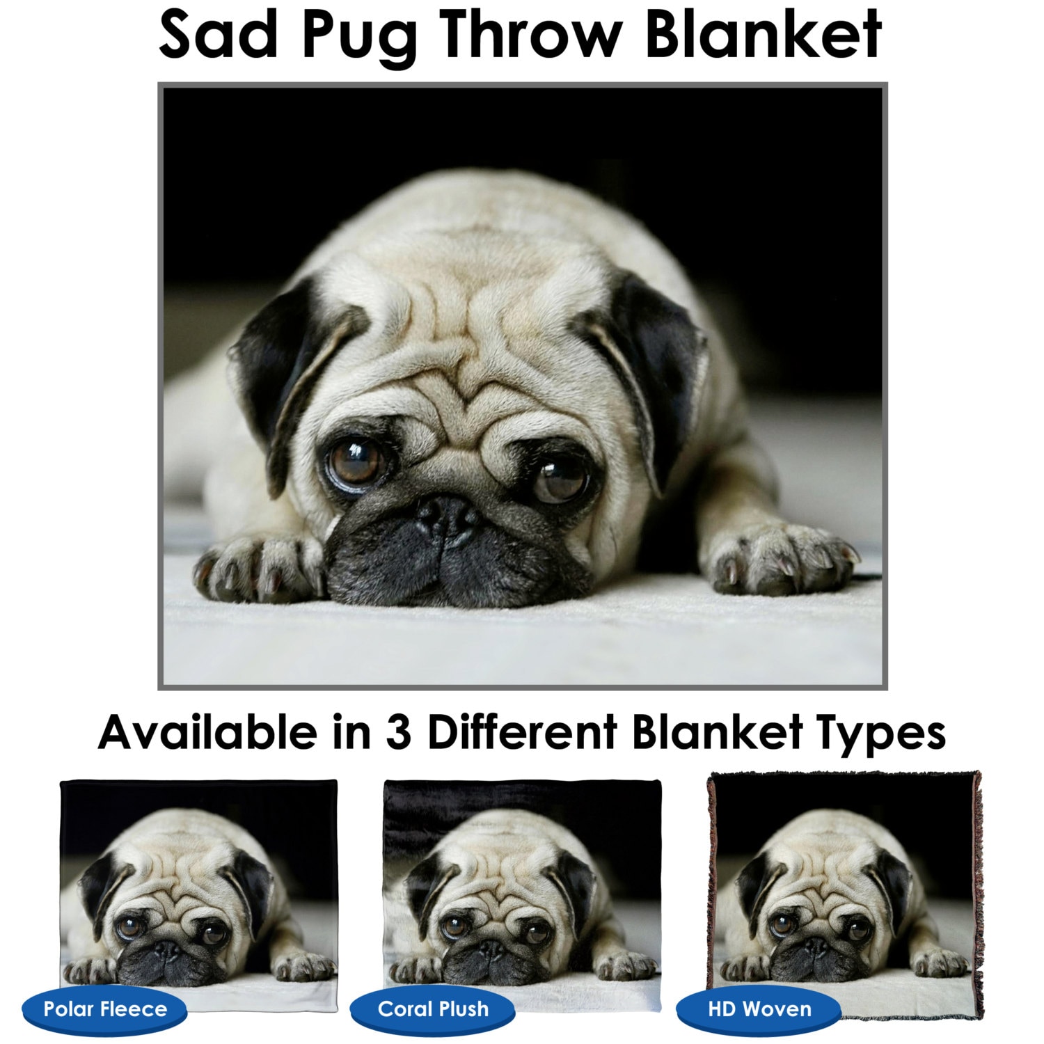 pug throw blanket