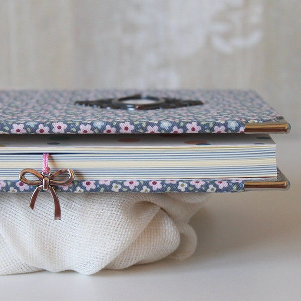 Fabric covered notebook, writing journal, girl's diary, custom notebook, A5 notebook, women's notebook