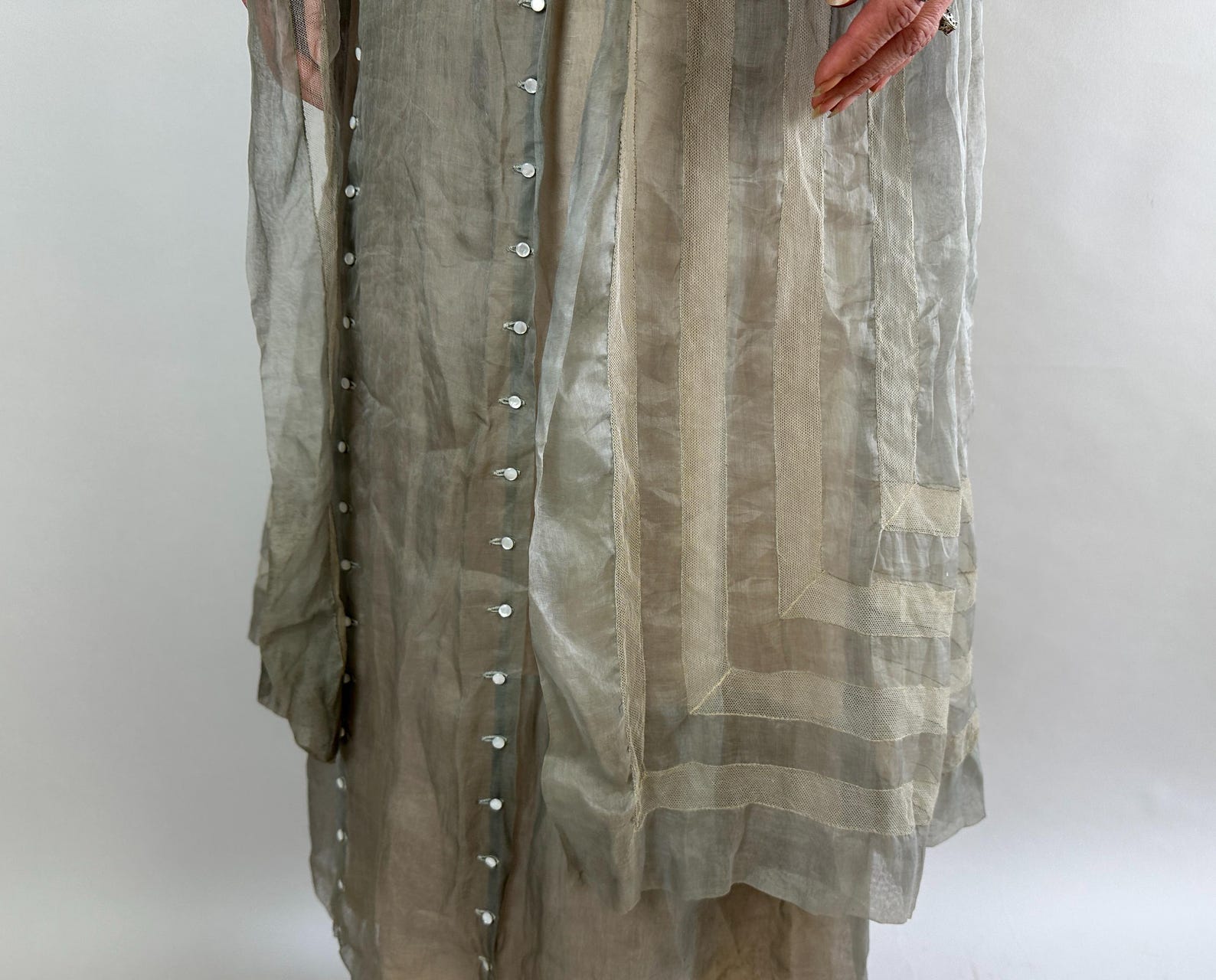 1910s Lithe Lady in Light Dress | Vintage Teens Antique Dove Grey Sheer ...