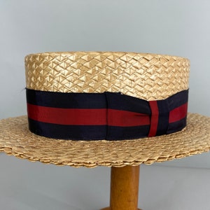 Boater Vintage 20s Pressed Straw Hat 