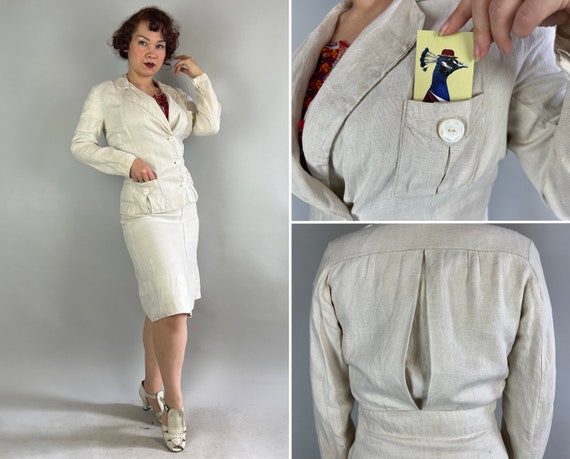 1930s Derby Day Suit | Vintage 30s White Summer L… - image 1